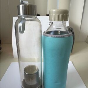Glass Water Bottle with Teal Sleeve